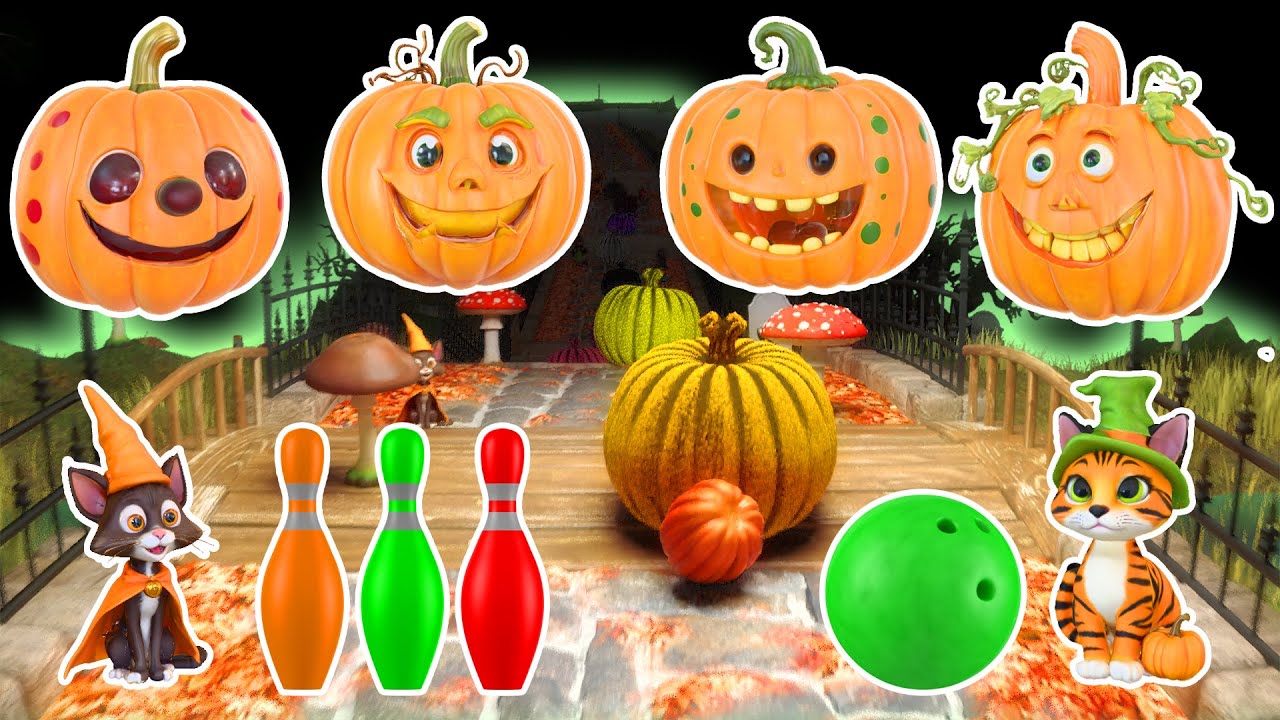 🎃👻 🧹 Хэллоуин: тыквенный боулинг, приключение с кинетическим песком, изучение цветов, овощей и пр...