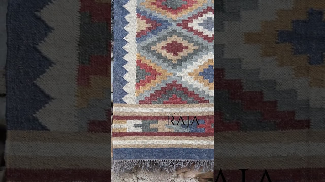 Handmade wool and jute dhurrie rugs handwoven wool kilim Rug 