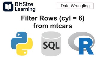 Data Wrangling Tutorial: Filter Rows (cyl = 6) in Python, SQL, and R [BitSize Data Wrangling]
