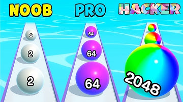 😭 NOOB vs 😱 PRO vs 😎 HACKER in Ball Run 2048 ! Watch Now ! Very Fun Game ! |HomieGame