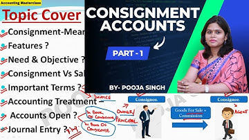 Consignment Accounts | Accounting Of Consignment | B.Com 1st Year | BBA  | Part-1 | M.Com
