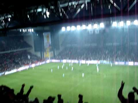 City fans singing the Istanbul song after Nedum Onuoha scored at FC Copenhagen