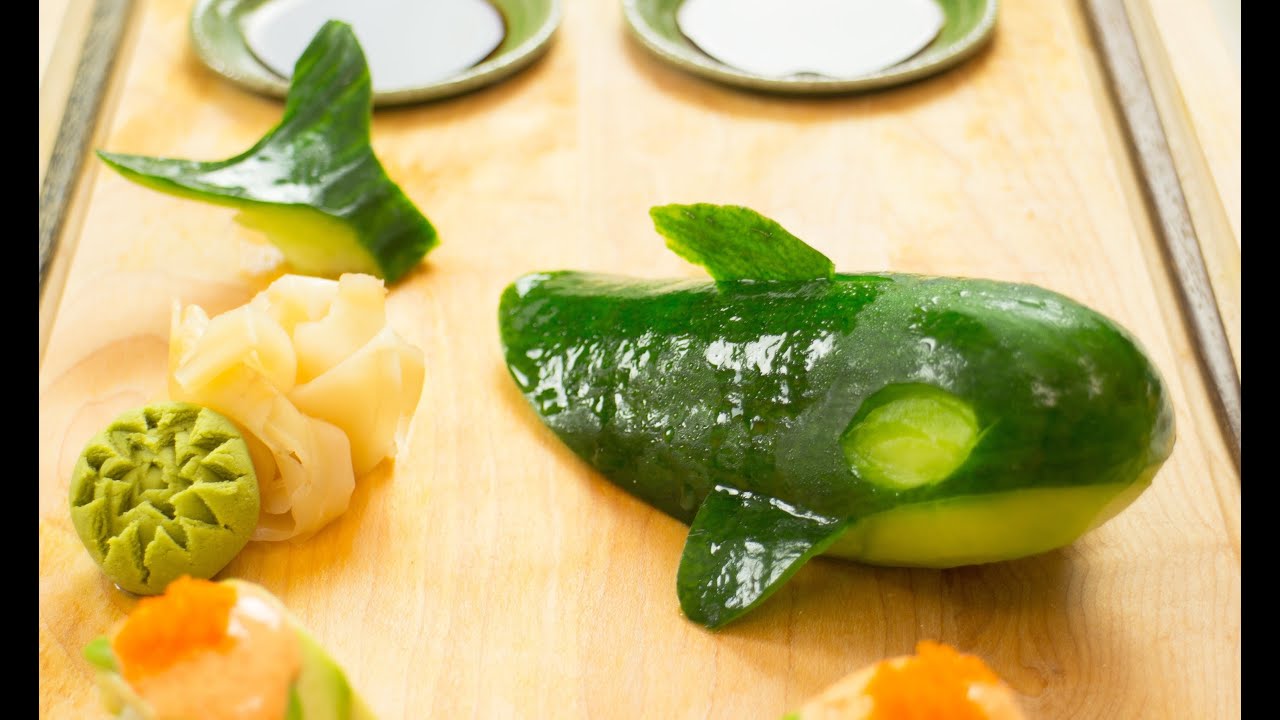 How To Make Cucumber Whale Garnish | How To Make Sushi