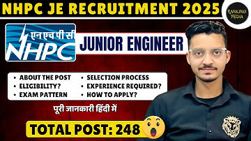 NHPC JE Recruitment 2025 | NHPC Junior Engineer 2025 Notification | Engineering Jobs | Diploma Jobs