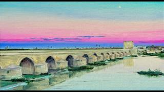 Painting the Roman Bridge of Córdoba: Twilight Purples & A Dust-Haloed Moon screenshot 5