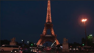 Free Stock Video Download | Eiffel Tower Night Time Tilt Shot | Free HD Download