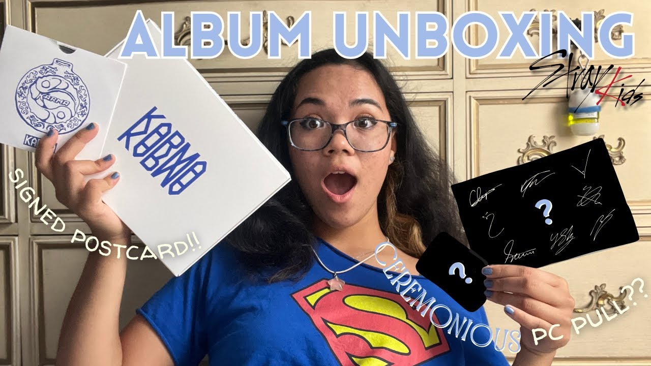 STRAY KIDS KARMA (Hooray VER) ALBUM UNBOXING | photocard (hip), signed postcard (hip), + cough (hip)