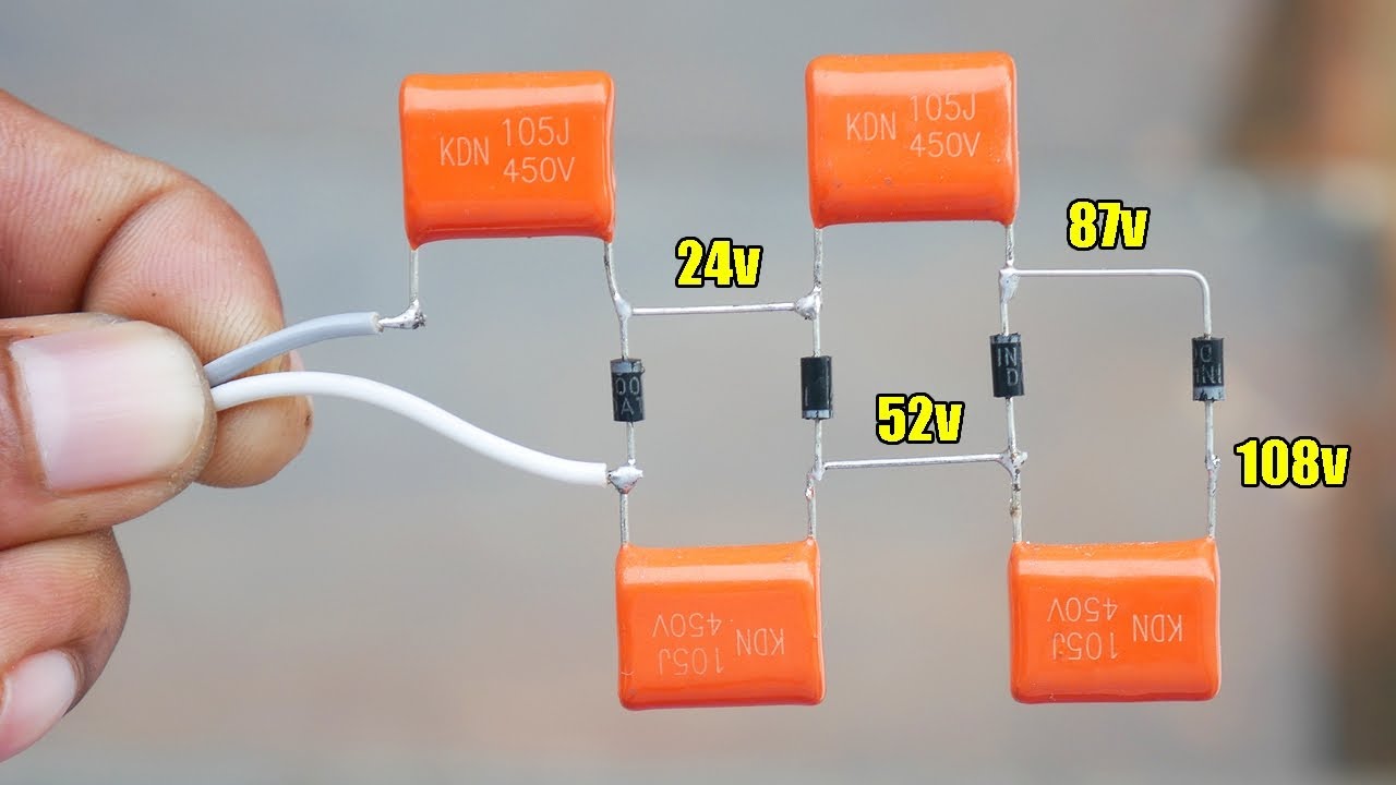 Voltage Quadrupler Circuit with Only Capacitor And Diode - YouTube