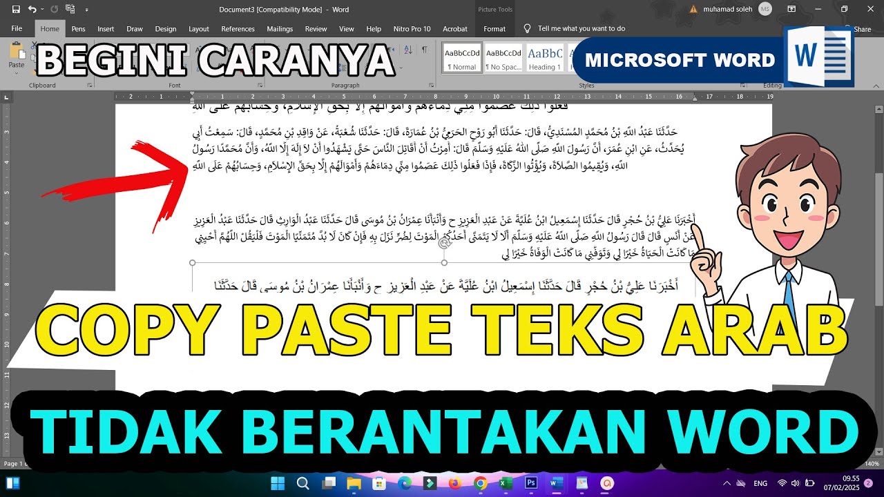 Cara copy paste tulisan arab agar tidak berantakan di word - YouTube