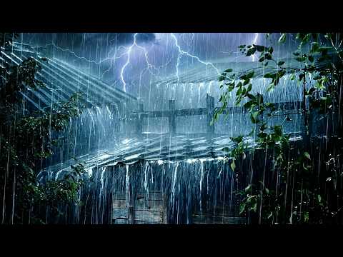No Ads Rain Sounds for Sleeping – ASMR Intense Tin Roof Rain and Thunder for Quieting Thoughts Fast