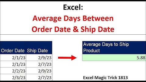 Average Difference Between Ship Date Column & Order Date Column - Excel Magic Trick 1813 #Shorts