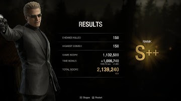 Resident Evil 4 Remake Mercenaries - Wesker Suit S++ Rank (Village) 4K 60FPS