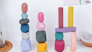 Wooden Balancing Stones Toy | Sensory Montessori Toy for Kids Creativity & Fine Motor Skills