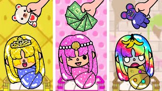 Triplets Were Adopted By Royal, Barbie and Poor Family Sad Story | Toca Life World | Toca Boca