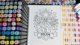 Best Mom Coloring Page 💖🌸 | Satisfying Ohuhu Marker Coloring #fyp #longvideo 