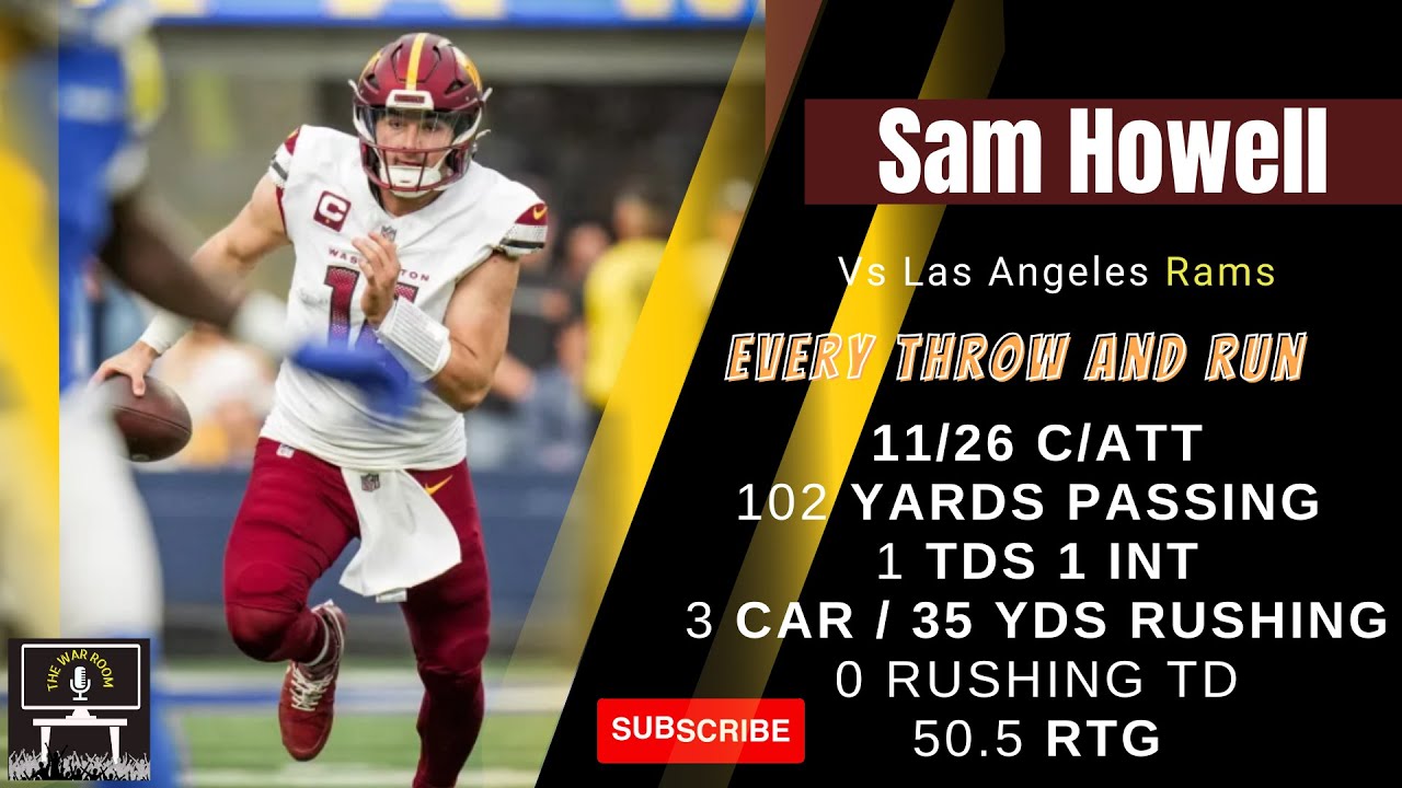 Sam Howell every throw and run | Washington Commanders vs Los Angeles ...