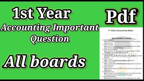 Accounting |Important Short Question | 1st year | All Boards