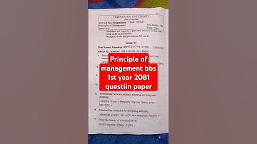 Principle of management question paper 2081 bbs 1st year #bbs #exam #bbsfirstyear #shorts