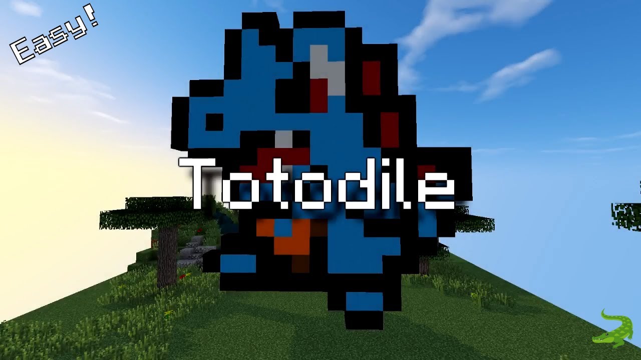 Pokemon Pixel Art Totodile Minecraft Tutorial Youtube