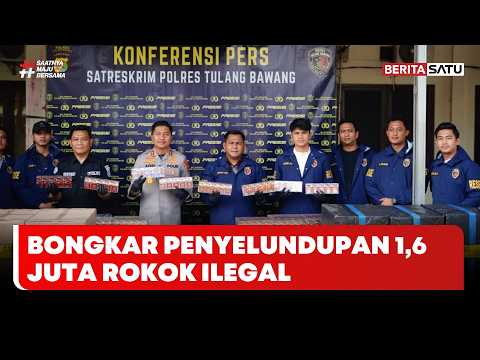 Polres Tulang Bawang Gagalkan Penyelundupan 1,6 Juta Batang Rokok Ilegal #BeritaSatuSiang