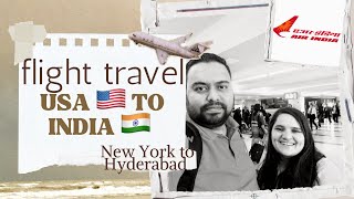 USA to India Flight Travel | New York to Hyderabad via Mumbai in Air India AI 116 | Boeing 777-300ER