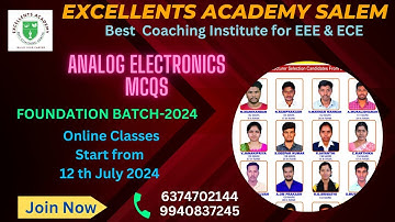 Analog Electronics MCQs-Practice for TNMAWS TRB TNPSC AE TNEB AE TANCET Exams By EXCELLENTS ACADEMY.