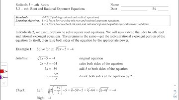 nth Root and Rational Exponent Equations
