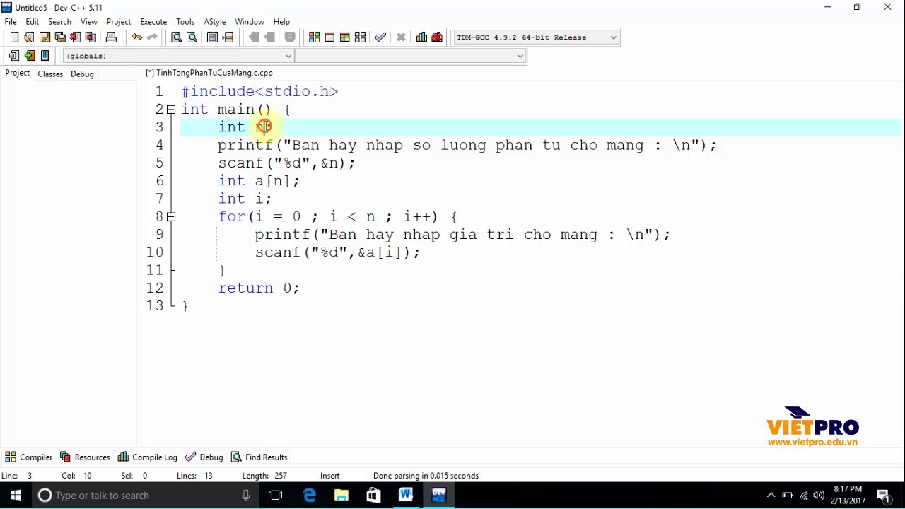 BÀI TẬP LẬP TRÌNH C 5.3 CHƯƠNG TRÌNH TÍNH TỔNG CÁC PHẦN TỬ TRONG MẢNG YouTube