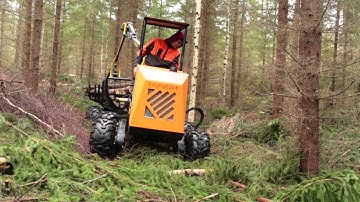 Logbullet | Mini forwarder in forest after first thinning