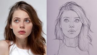 تعلم رسم الوجه بطريقة لوميس | رسم وجه فتاة من الأمام