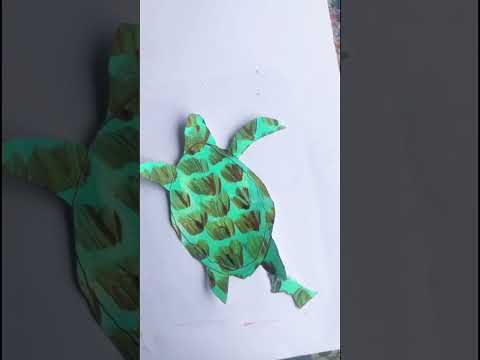 🐢 Sunday Studio: Print & Collage 🌊 #collageart #seaturtles #marineart #arthobby #shorts