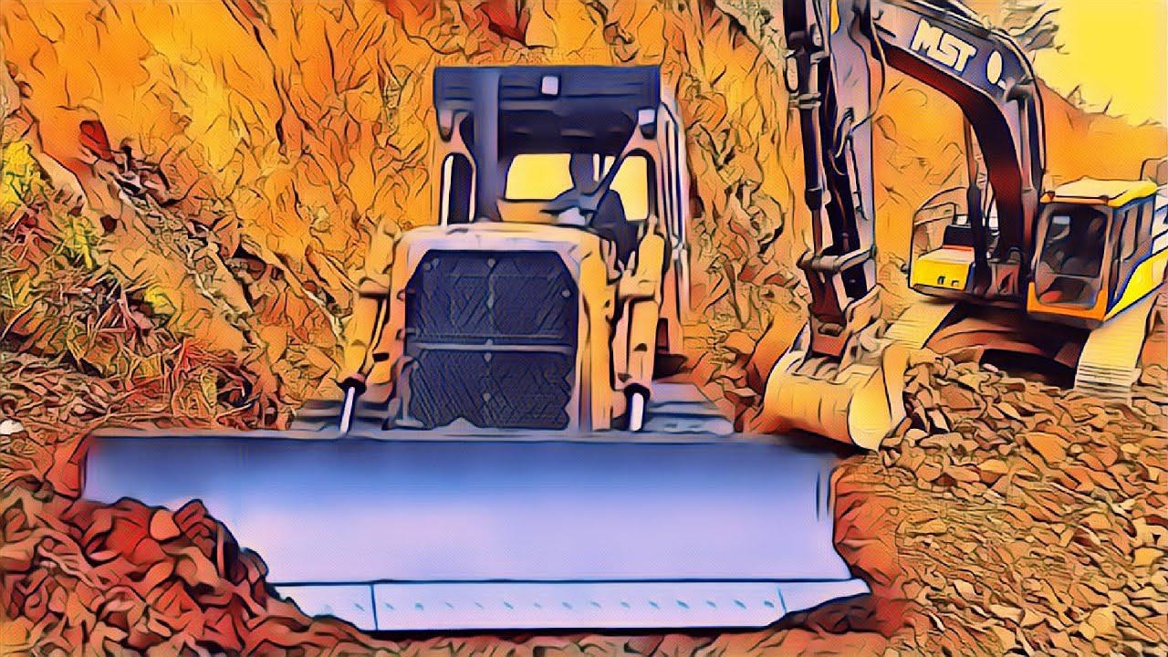 caterpiller bulldozer at working-dozer operator training-rock monster ...