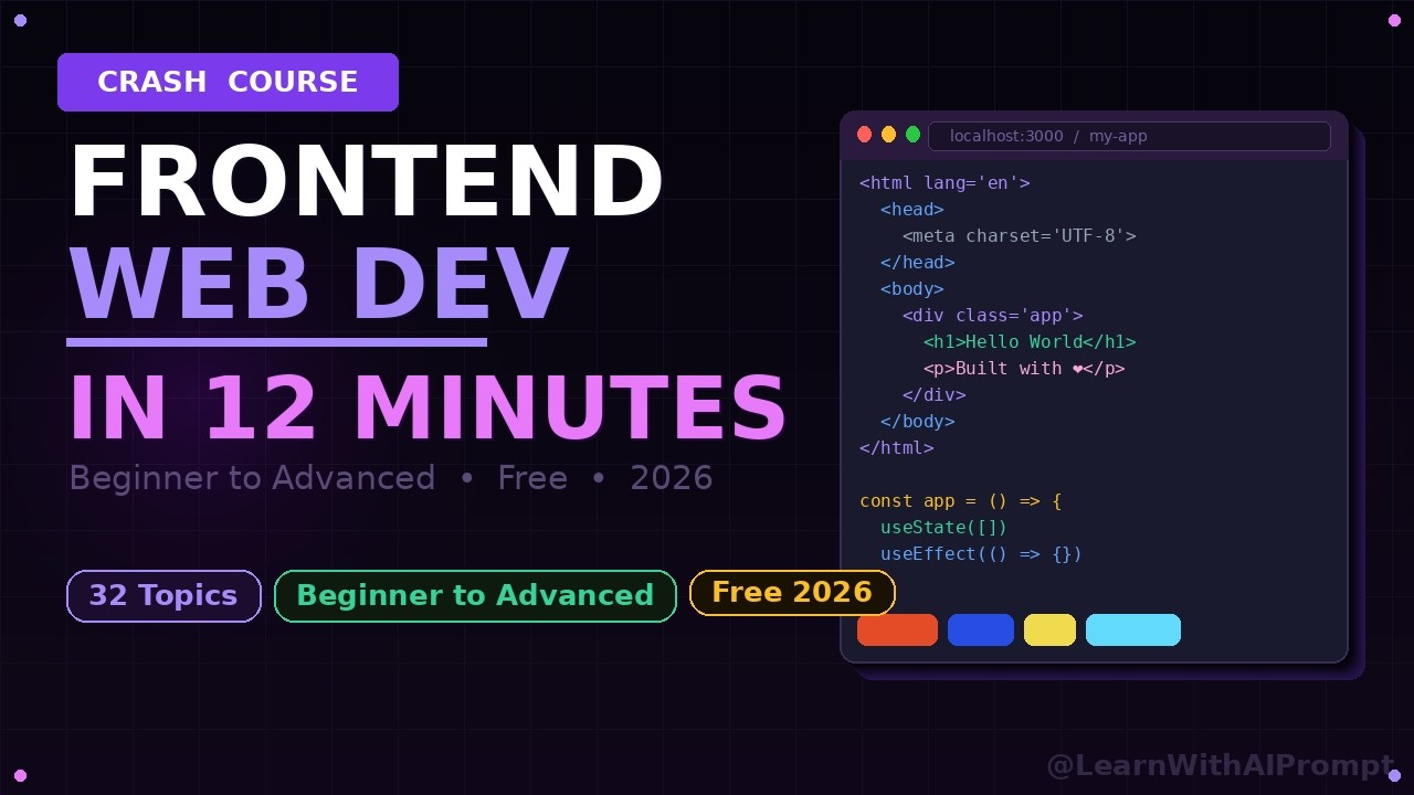 Frontend Web Development Crash Course — From Beginner to Advanced HTML, CSS, Javascript