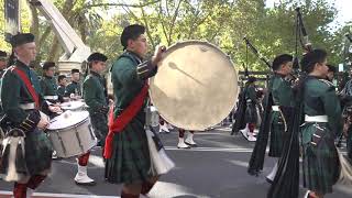 THE SCOTS  COLLEGE PIPES AND DRUMS 2023 ANZAC MARCH SYDNEY .