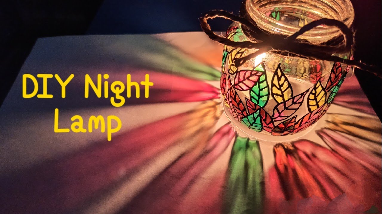 DIY Night lamp Glass jar lamp Stain glass painting YouTube