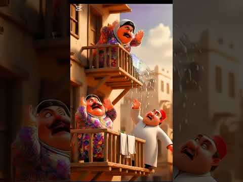 القطه مياو أم طرطور كبت مياه وسخه على غسيل جارتها ولكن النهاية صادمه جدا    