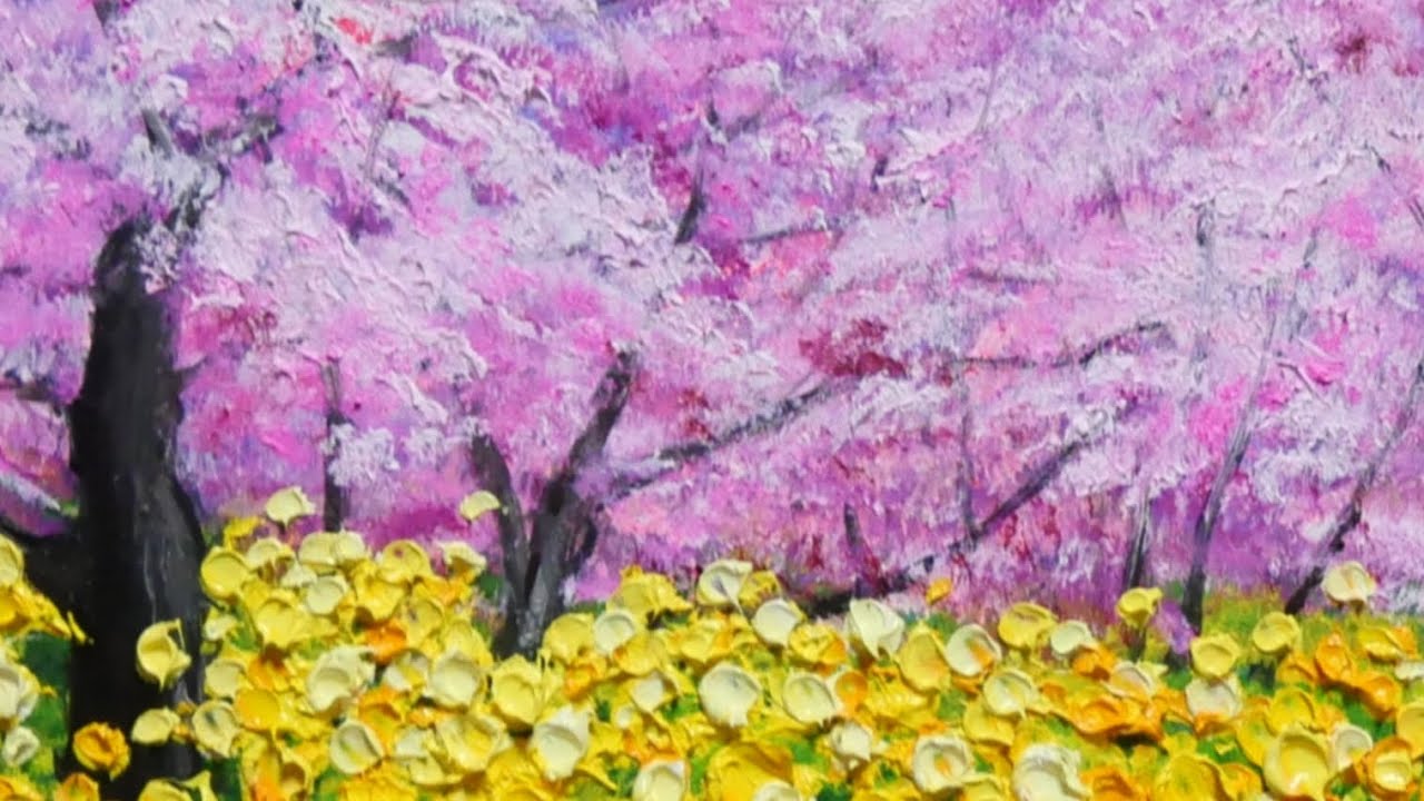 油絵】【サクラと菜の花】 #油絵 #手書き #アート #絵画 #絵 #油彩画