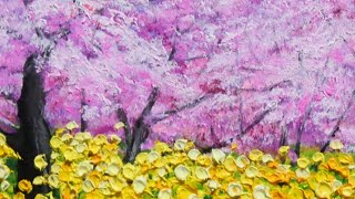 油絵】【サクラと菜の花】 #油絵 #手書き #アート #絵画 #絵 #油彩画