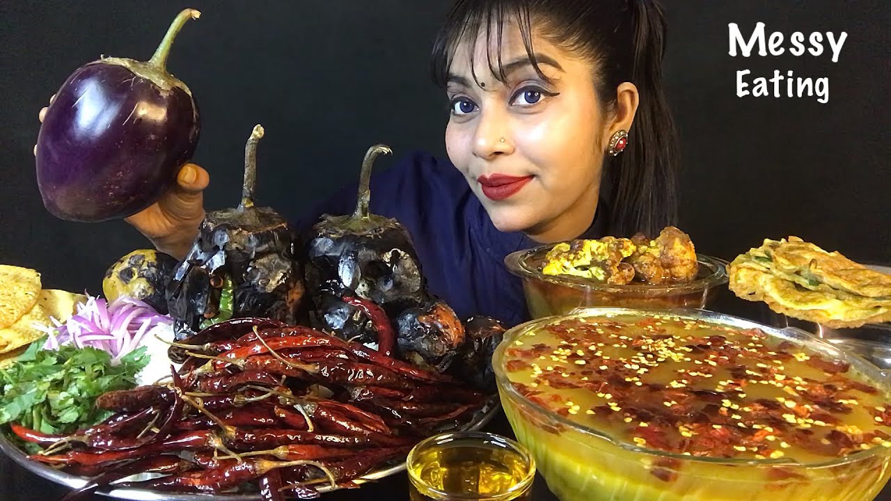 ASMR EATING SPICY DAL BHAT ALOO GOBHI CURRY BAINGAN BHARTA OMELET | EATING SHOW | BIG BITES MUKBANG