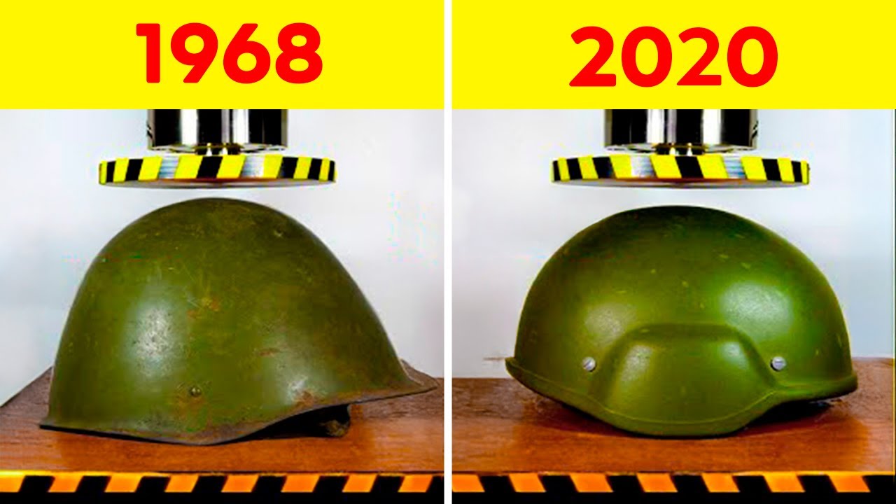 OLD VS NEW ARMY HELMET UNDER HYDRAULIC PRESS | OLD VS MODERN ITEMS