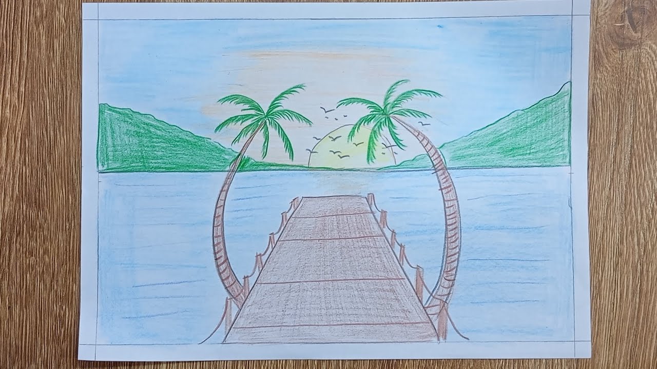 Sunset Bridge Drawing 🌅🌉