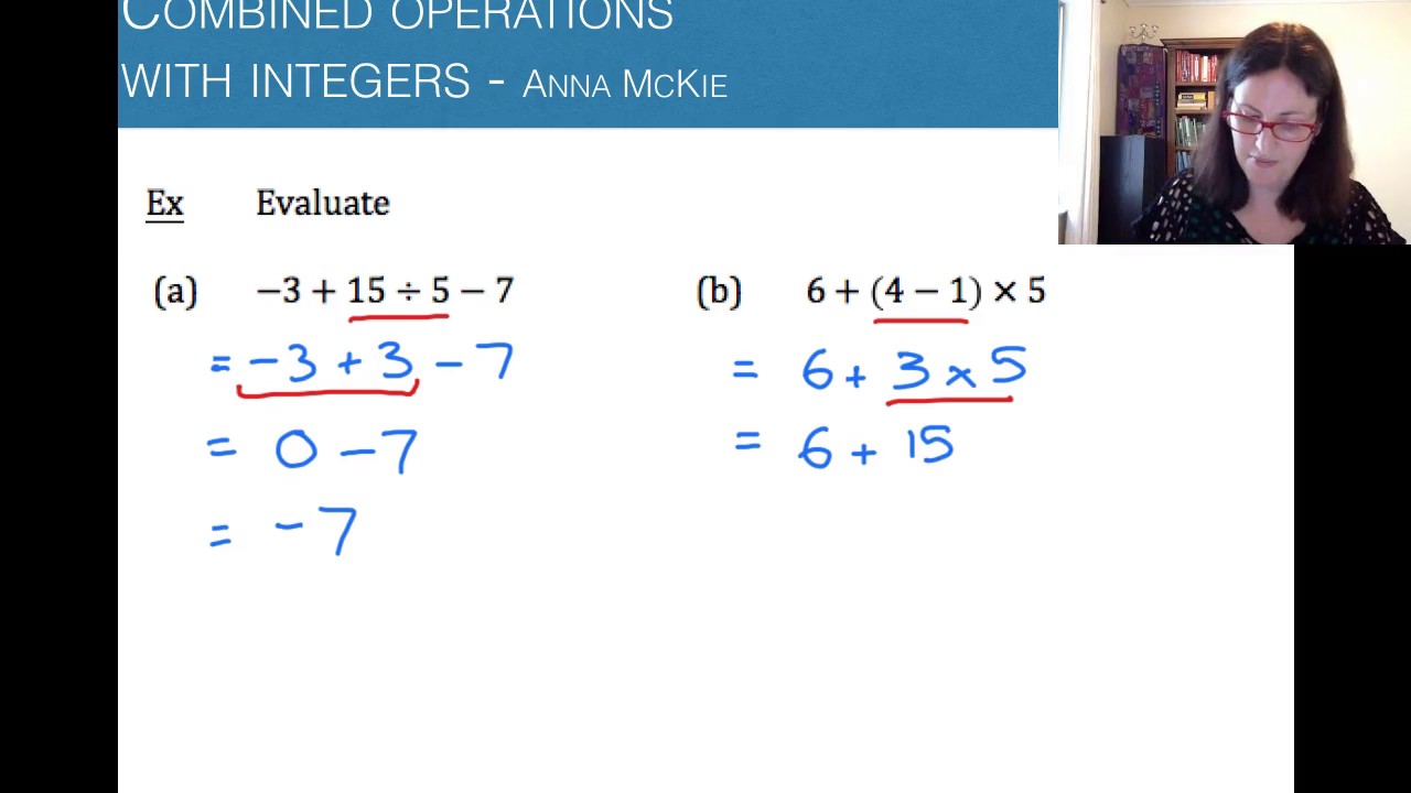 Combined operations with integers YouTube