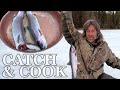 Catch &amp; Cook Rainbow Trout in Rocky Mountain High Lake | Ice Fishing Adventure with the New Puppy