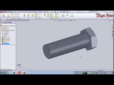 Video Hướng dẫn vẽ bulong & đai ốc trên Solidworks - Bài 10 - youtube