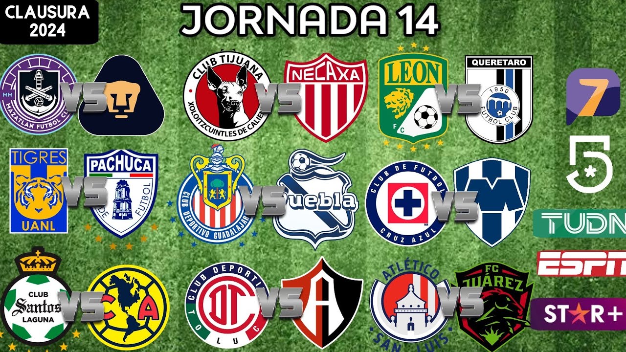 FECHAS, HORARIOS Y CANALES PARA LA JORNADA 14 LIGA MX CLAUSURA 2024 🔴 ...