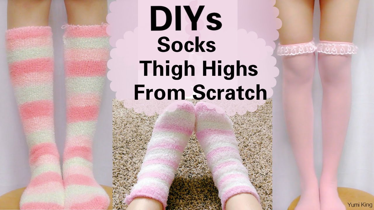 DIYs: DIY Fuzzy Socks/Knee Socks+Thigh Highs from Scratch(using 3