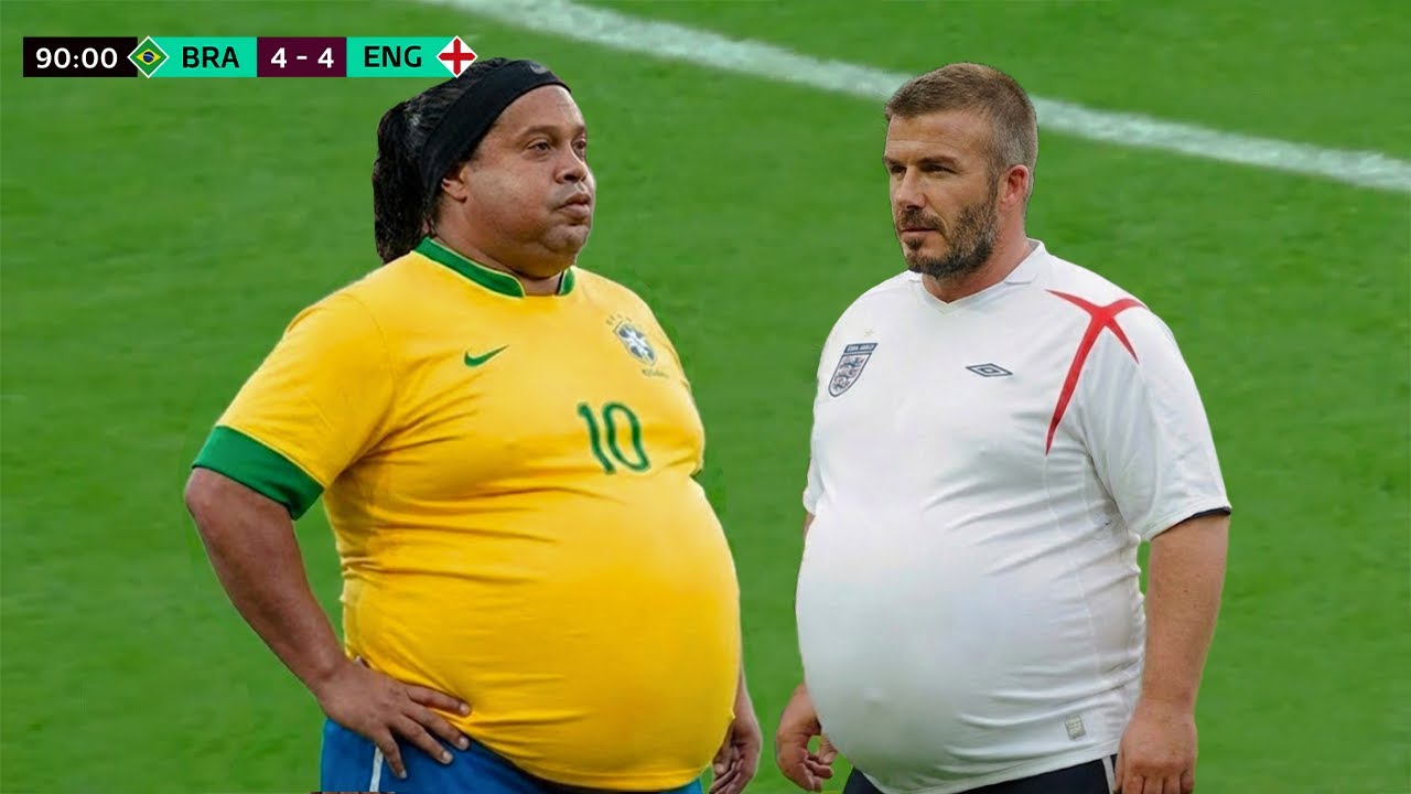 ⁣EVEN OLD, 120KG LOOK WHAT RONALDINHO & BECKHAM DID IN THIS MATCH