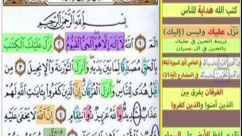 الأيات من 1 : 5 من سورة آل عمران كل آية مكررة 5 مرات