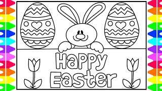 How to Draw the Easter Bunny for Kids 🐰🌈🌷 Easter Bunny Coloring Pages for Kids | HAPPY EASTER