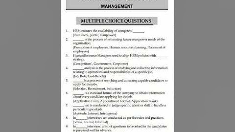 TYBCOM COMMERCE VI (Human Resource Management) Semester VI | ALL CHAPTERS MCQ